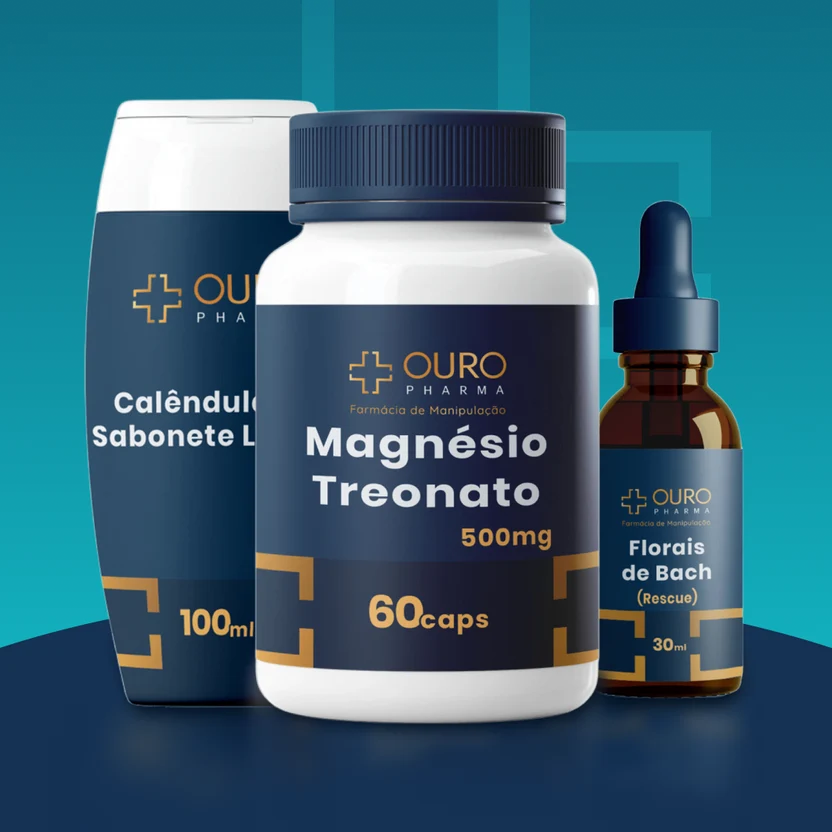 Produtos manipulados Ouro Pharma: Magnésio Treonato, Sabonete de Calêndula e Florais de Bach